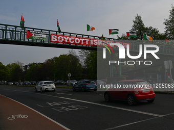 DUBLIN, IRELAND - MAY 2:
Pro-Palestinian activists and Irish musicians stand in solidarity outside RTE's studios, urging Ireland's national...