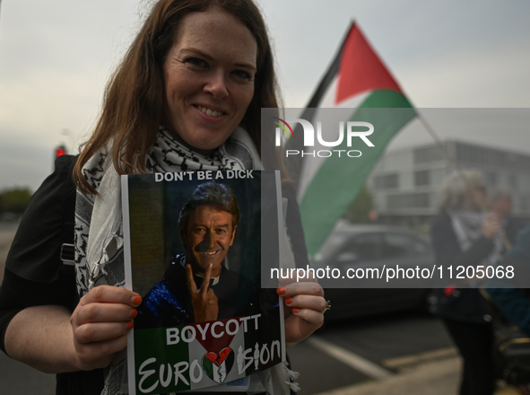 DUBLIN, IRELAND - MAY 2:
Pro-Palestinian activists and Irish musicians stand in solidarity outside RTE's studios, urging Ireland's national...