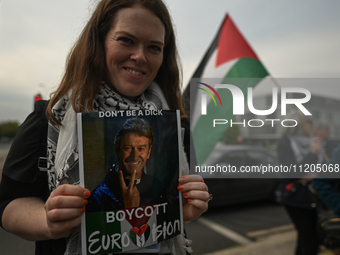 DUBLIN, IRELAND - MAY 2:
Pro-Palestinian activists and Irish musicians stand in solidarity outside RTE's studios, urging Ireland's national...