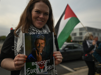 DUBLIN, IRELAND - MAY 2:
Pro-Palestinian activists and Irish musicians stand in solidarity outside RTE's studios, urging Ireland's national...