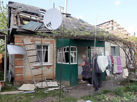 A 75-year-old local resident, Anatolii Staroselets, is suffering from injuries caused by Russian shelling with KAB guided aerial bombs in De...