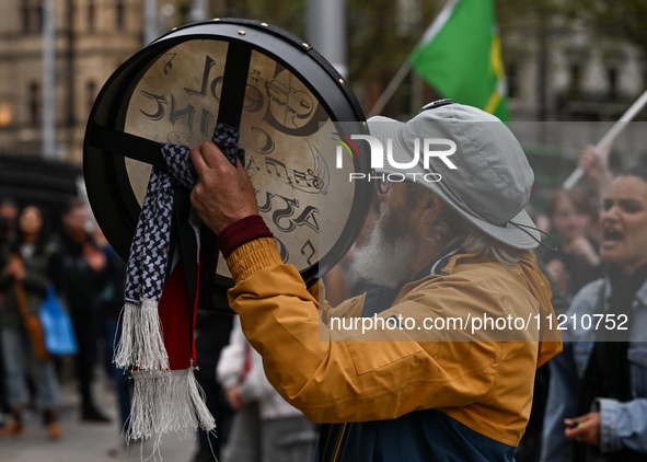 DUBLIN, IRELAND - MAY 4:
Pro-Palestinian activists gather outside Trinity College Dublin in solidarity with student protests inside, reaffir...