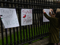 DUBLIN, IRELAND - MAY 4:
Pro-Palestinian activists gather outside Trinity College Dublin in solidarity with student protests inside, reaffir...