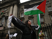 DUBLIN, IRELAND - MAY 4:
Pro-Palestinian activists gather outside Trinity College Dublin in solidarity with student protests inside, reaffir...