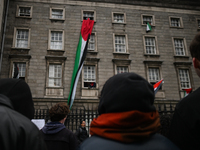 DUBLIN, IRELAND - MAY 4:
Pro-Palestinian activists gather outside Trinity College Dublin in solidarity with student protests inside, reaffir...