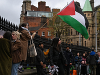 DUBLIN, IRELAND - MAY 4:
Pro-Palestinian activists gather outside Trinity College Dublin in solidarity with student protests inside, reaffir...