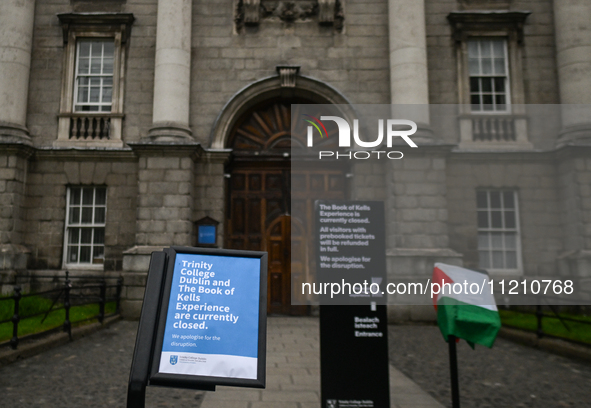 DUBLIN, IRELAND - MAY 4:
A notice at the entrance informing about the closure of the Book of Kells Experience., on May 4, 2024, in Dublin, I...