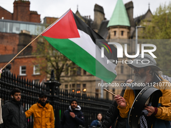 DUBLIN, IRELAND - MAY 4:
Pro-Palestinian activists gather outside Trinity College Dublin in solidarity with student protests inside, reaffir...