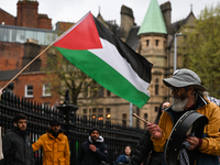 DUBLIN, IRELAND - MAY 4:
Pro-Palestinian activists gather outside Trinity College Dublin in solidarity with student protests inside, reaffir...