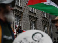 DUBLIN, IRELAND - MAY 4:
Pro-Palestinian activists gather outside Trinity College Dublin in solidarity with student protests inside, reaffir...