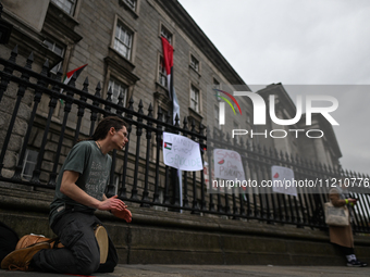 DUBLIN, IRELAND - MAY 4:
Pro-Palestinian activists gather outside Trinity College Dublin in solidarity with student protests inside, reaffir...