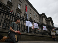 DUBLIN, IRELAND - MAY 4:
Pro-Palestinian activists gather outside Trinity College Dublin in solidarity with student protests inside, reaffir...