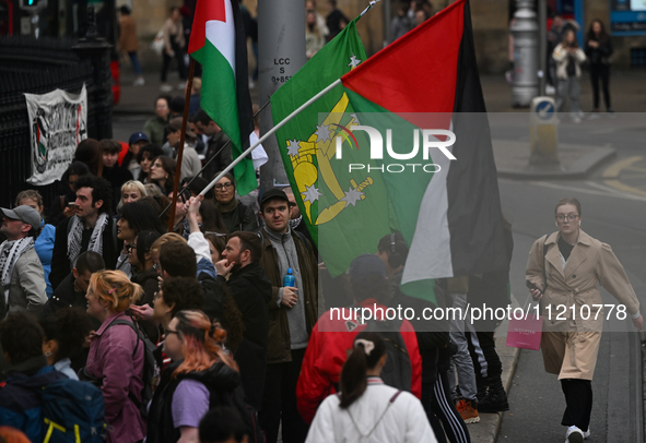 DUBLIN, IRELAND - MAY 4:
Pro-Palestinian activists gather outside Trinity College Dublin in solidarity with student protests inside, reaffir...