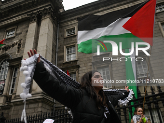 DUBLIN, IRELAND - MAY 4:
Pro-Palestinian activists gather outside Trinity College Dublin in solidarity with student protests inside, reaffir...