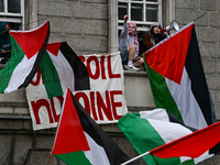 DUBLIN, IRELAND - MAY 4:
Pro-Palestinian activists gather outside Trinity College Dublin in solidarity with student protests inside, reaffir...