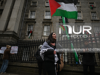 DUBLIN, IRELAND - MAY 4:
Pro-Palestinian activists gather outside Trinity College Dublin in solidarity with student protests inside, reaffir...