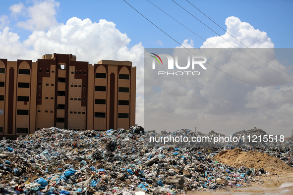 Piles of garbage are accumulating in Khan Yunis, in the southern Gaza Strip, amid the ongoing conflict between Israel and Hamas, on May 6, 2...