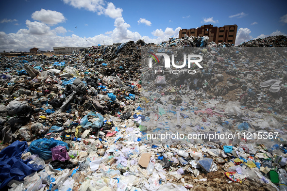 Piles of garbage are accumulating in Khan Yunis, in the southern Gaza Strip, amid the ongoing conflict between Israel and Hamas, on May 6, 2...