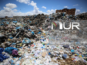 Piles of garbage are accumulating in Khan Yunis, in the southern Gaza Strip, amid the ongoing conflict between Israel and Hamas, on May 6, 2...