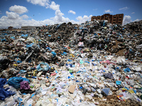 Piles of garbage are accumulating in Khan Yunis, in the southern Gaza Strip, amid the ongoing conflict between Israel and Hamas, on May 6, 2...