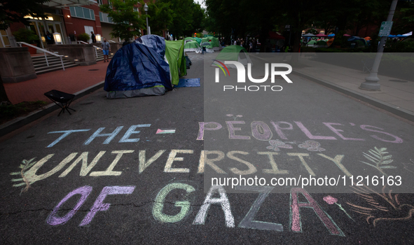 Students at the Gaza solidarity encampment at George Washington University have renamed the school, the People's University of Gaza," Washin...