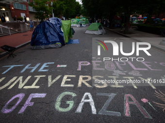 Students at the Gaza solidarity encampment at George Washington University have renamed the school, the People's University of Gaza," Washin...