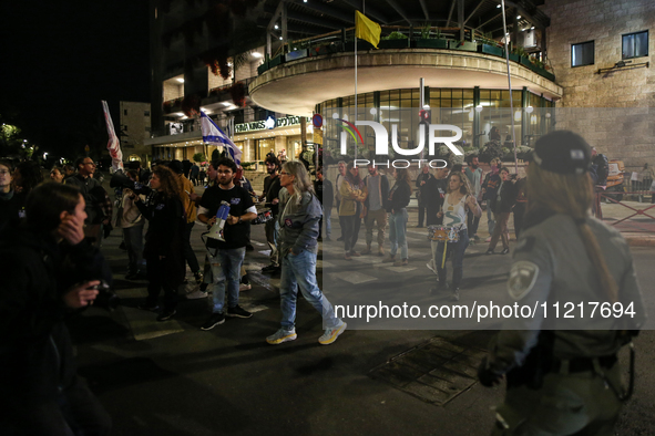 Israeli Forces Intervene In A Group Consisting Of The Relatives Of The Captives And Their Supporters Who Staged A Demonstration Demanding Th...