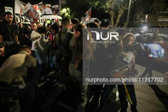 Israeli Forces Intervene In A Group Consisting Of The Relatives Of The Captives And Their Supporters Who Staged A Demonstration Demanding Th...