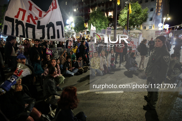 Israeli Forces Intervene In A Group Consisting Of The Relatives Of The Captives And Their Supporters Who Staged A Demonstration Demanding Th...