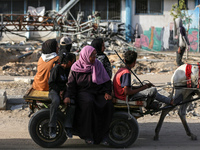 Displaced Palestinians are returning to Khan Yunis in the southern Gaza Strip to set up shelter amid the ongoing conflict between Israel and...