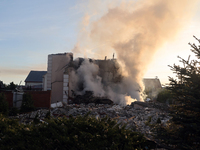 Smoke is rising over a house in Kharkiv, Ukraine, on May 10, 2024, after a Russian missile attack. Russian forces are attacking Kharkiv with...