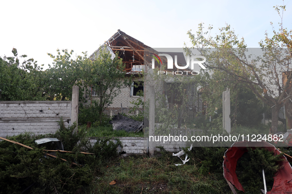 A house is being damaged by a Russian missile attack in Kharkiv, northeastern Ukraine, on May 10, 2024. During the night of May 10, Russian...