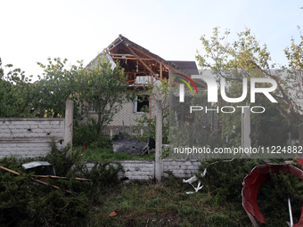 A house is being damaged by a Russian missile attack in Kharkiv, northeastern Ukraine, on May 10, 2024. During the night of May 10, Russian...