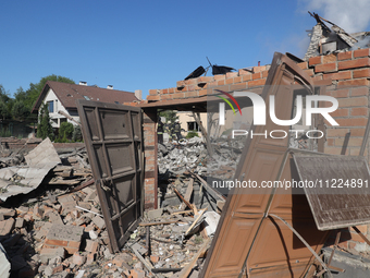 The gates are being damaged after a Russian missile attack in Kharkiv, northeastern Ukraine, on May 10, 2024. On the night of May 10, Russia...