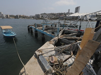 A broken dock is being seen at Tamarindos Beach in Acapulco, Mexico, on April 17, 2024, six months after Hurricane Otis hit Acapulco. The hu...