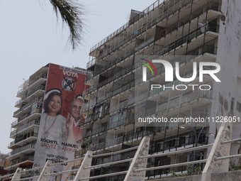 Buildings are being seen damaged at Tamarindos beach in Acapulco, Guerrero, six months after Hurricane Otis struck, impacting the state's ec...