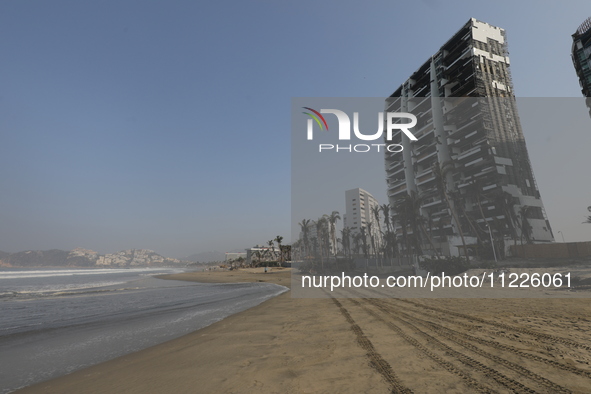 Destroyed hotels are being seen at Riviera Punta Diamante in Acapulco, Mexico, on April 18, 2024, six months after Hurricane Otis hit Acapul...