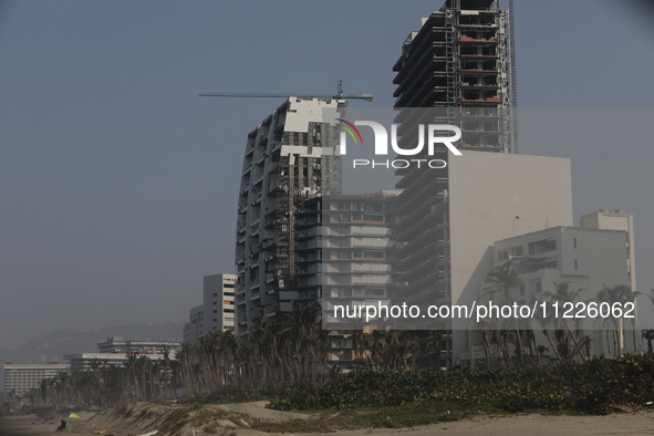 Destroyed hotels are being seen at Riviera Punta Diamante in Acapulco, Mexico, on April 18, 2024, six months after Hurricane Otis hit Acapul...