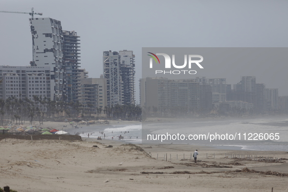 Destroyed hotels are being seen at Riviera Punta Diamante in Acapulco, Mexico, on April 20, 2024, six months after Hurricane Otis hit Acapul...