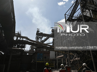 Blast furnace number 3 is being seen on the premises of Zaporizhstal Iron and Steel Works in Zaporizhzhia, southeastern Ukraine, on May 3, 2...