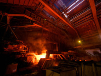 Blast furnace number 3 is being seen on the premises of Zaporizhstal Iron and Steel Works in Zaporizhzhia, southeastern Ukraine, on May 3, 2...