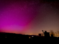 The northern lights, a result of the solar storms from May 2024, are visible from Berga, near Barcelona, on the night of May 10 to 11, 2024,...