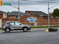 A motor vehicle crash involving a Nissan Rogue and a motorcycle is leaving the motorcyclist in life-threatening condition in Brampton, Ontar...