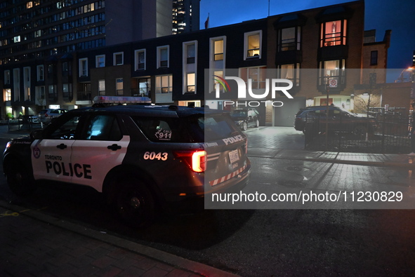 A vehicle is striking a home and possibly a gas meter in Toronto, Ontario, Canada, on May 11, 2024. Around 7:00 p.m. on Saturday evening, th...