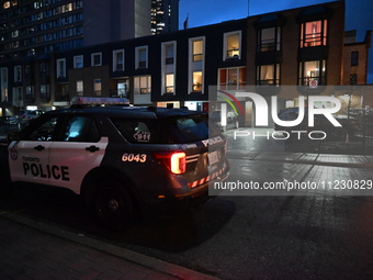 A vehicle is striking a home and possibly a gas meter in Toronto, Ontario, Canada, on May 11, 2024. Around 7:00 p.m. on Saturday evening, th...