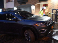 A vehicle is striking a home and possibly a gas meter in Toronto, Ontario, Canada, on May 11, 2024. Around 7:00 p.m. on Saturday evening, th...