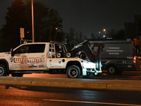 Police are investigating a shooting involving a tow truck in Toronto, Ontario, Canada, on May 11, 2024. Shots are being fired in the area of...