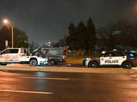 Police are investigating a shooting involving a tow truck in Toronto, Ontario, Canada, on May 11, 2024. Shots are being fired in the area of...