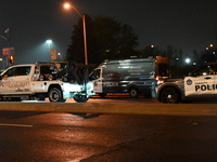 Police are investigating a shooting involving a tow truck in Toronto, Ontario, Canada, on May 11, 2024. Shots are being fired in the area of...