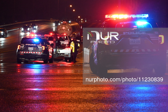 Shots are being fired at a tow truck for the second time in Toronto, Ontario, Canada, on May 11, 2024. At approximately 10:20 p.m. on Saturd...